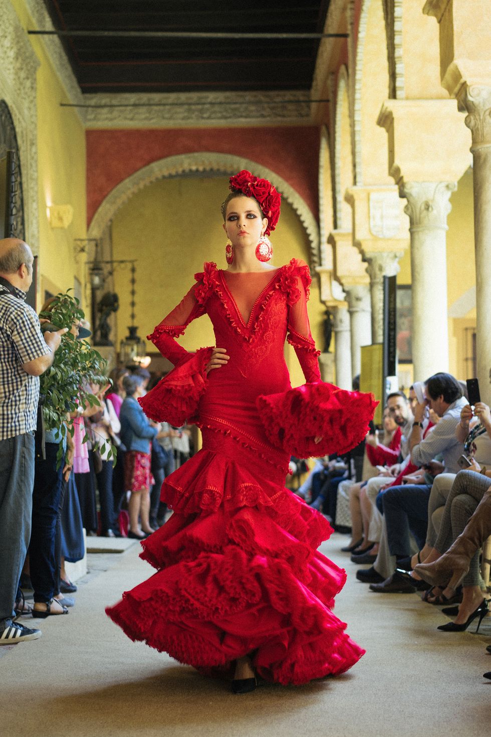 Red, Dance, Flamenco, Fashion, Event, Tradition, Dress, Performing arts, Haute couture, Gown, 