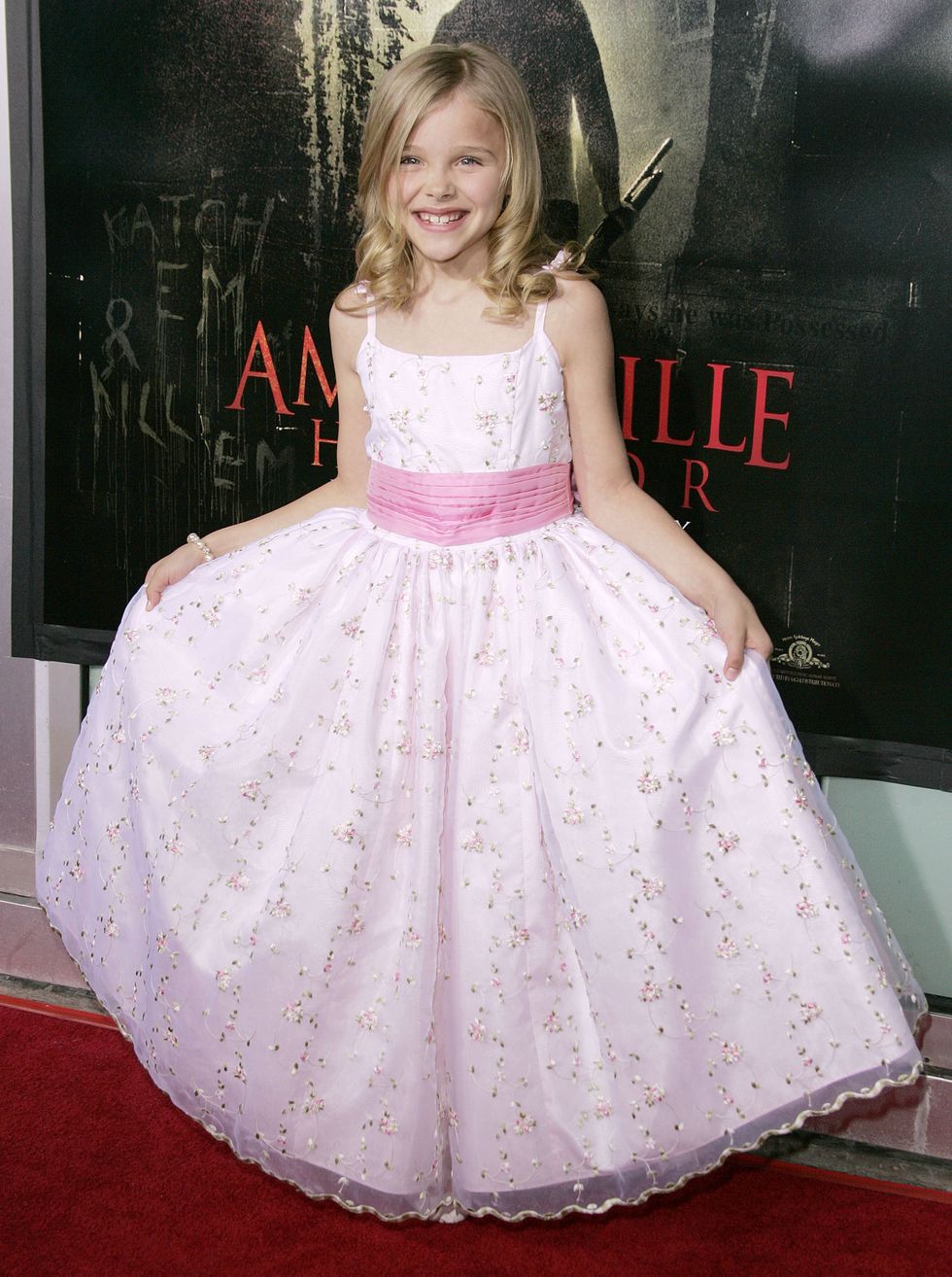 Dress, Clothing, Gown, Carpet, Pink, Child, Bridal party dress, Hairstyle, Flooring, Premiere, 