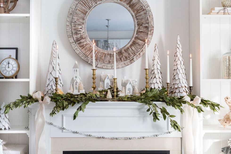 White, Room, Christmas decoration, Interior design, Twig, Furniture, Branch, Living room, Plant, Home, 