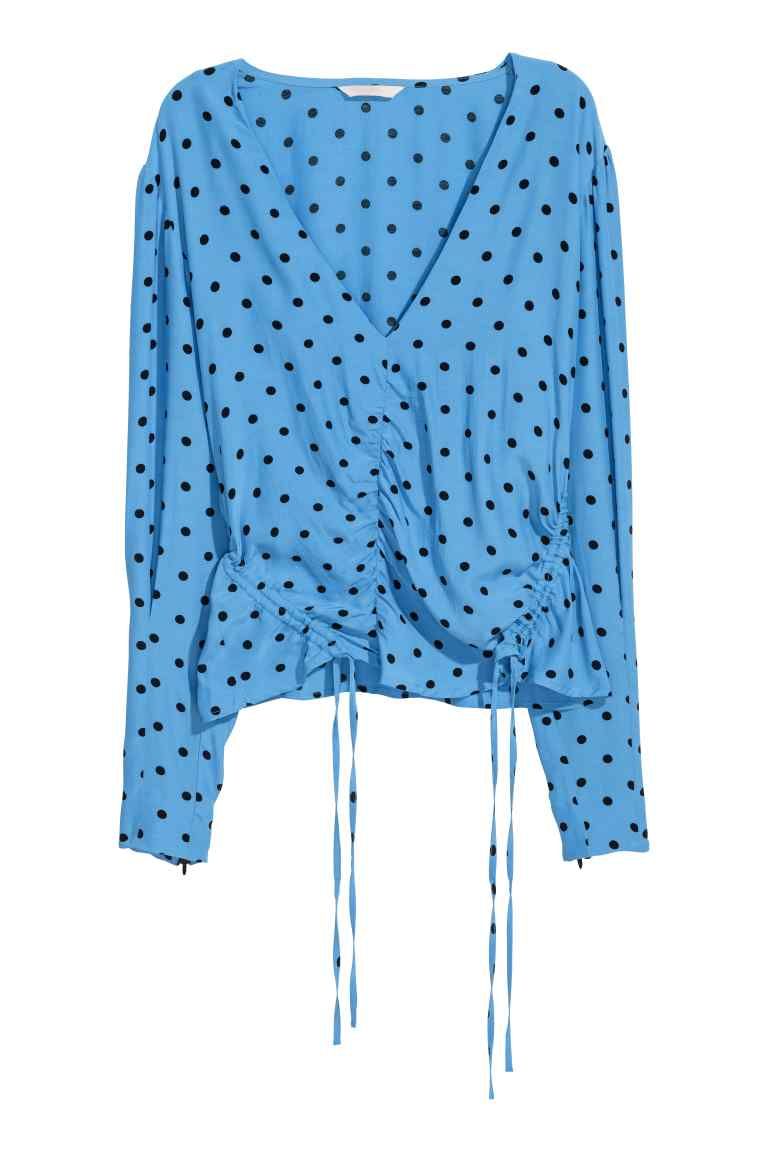 Clothing, Blue, Outerwear, Turquoise, Pattern, Sleeve, Design, Electric blue, Blouse, Polka dot, 