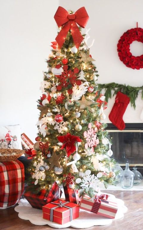 Christmas tree, Christmas decoration, Christmas, Christmas ornament, Red, Tree, Christmas eve, Colorado spruce, Interior design, Tradition, 