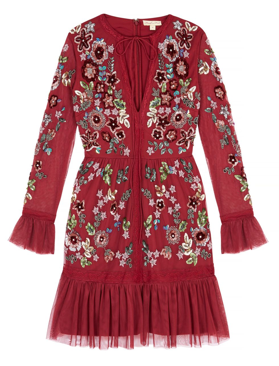 Clothing, Sleeve, Outerwear, Red, Dress, Neck, Top, Blouse, Cardigan, Embroidery, 