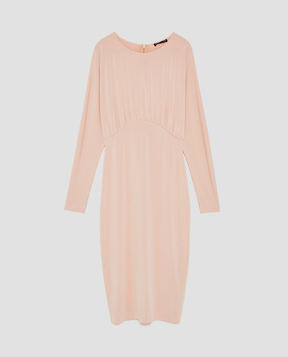 Clothing, Pink, Dress, Sleeve, Day dress, Peach, Shoulder, Neck, Cocktail dress, Outerwear, 