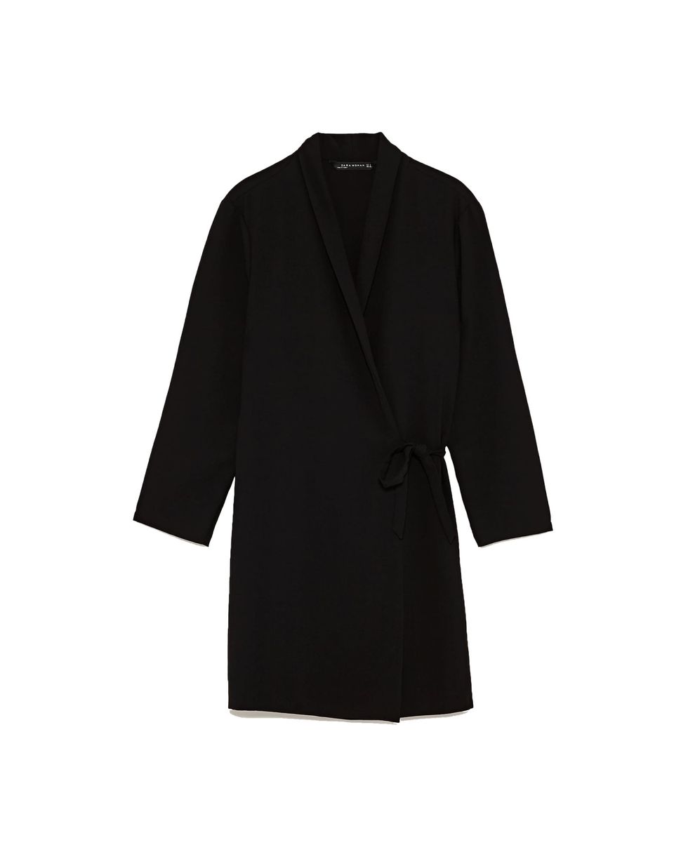 Clothing, Black, Outerwear, Coat, Sleeve, Trench coat, Robe, Collar, Overcoat, Jacket, 