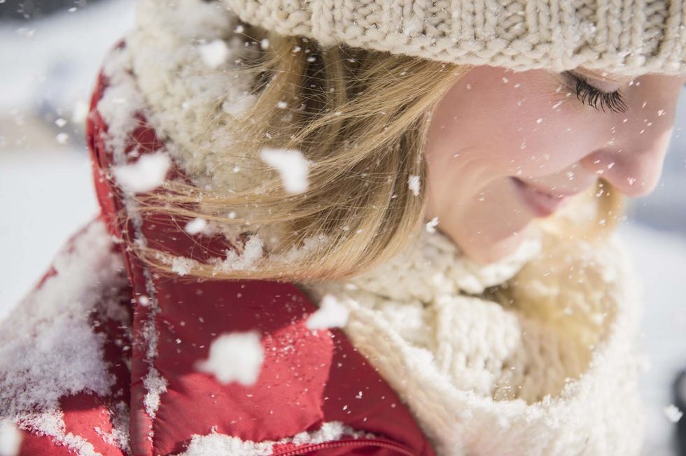 Snow, Winter, Skin, Nose, Cheek, Fur, Freezing, Playing in the snow, Outerwear, Wool, 