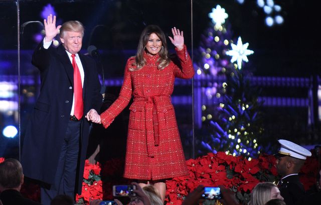 Donald y Melania Trump felicitan la Navidad con su primer retrato navideño oficial vestidos de negro.