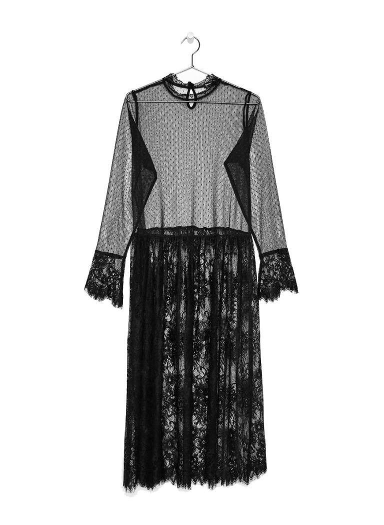 Clothing, Black, Dress, Day dress, Sleeve, Outerwear, Pattern, Cocktail dress, Black-and-white, Costume design, 