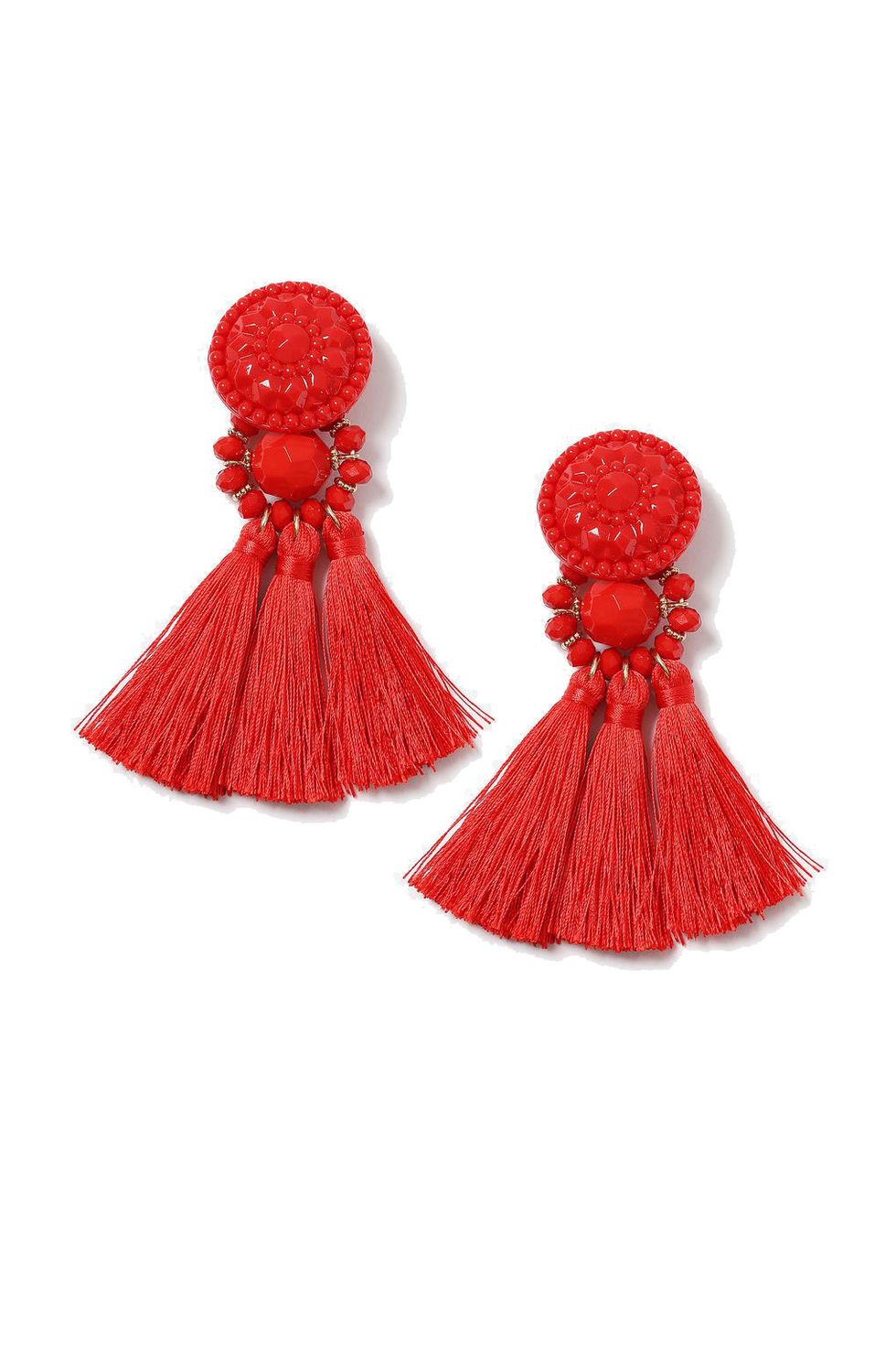 Red, Earrings, Dress, Fashion accessory, Jewellery, Costume accessory, 