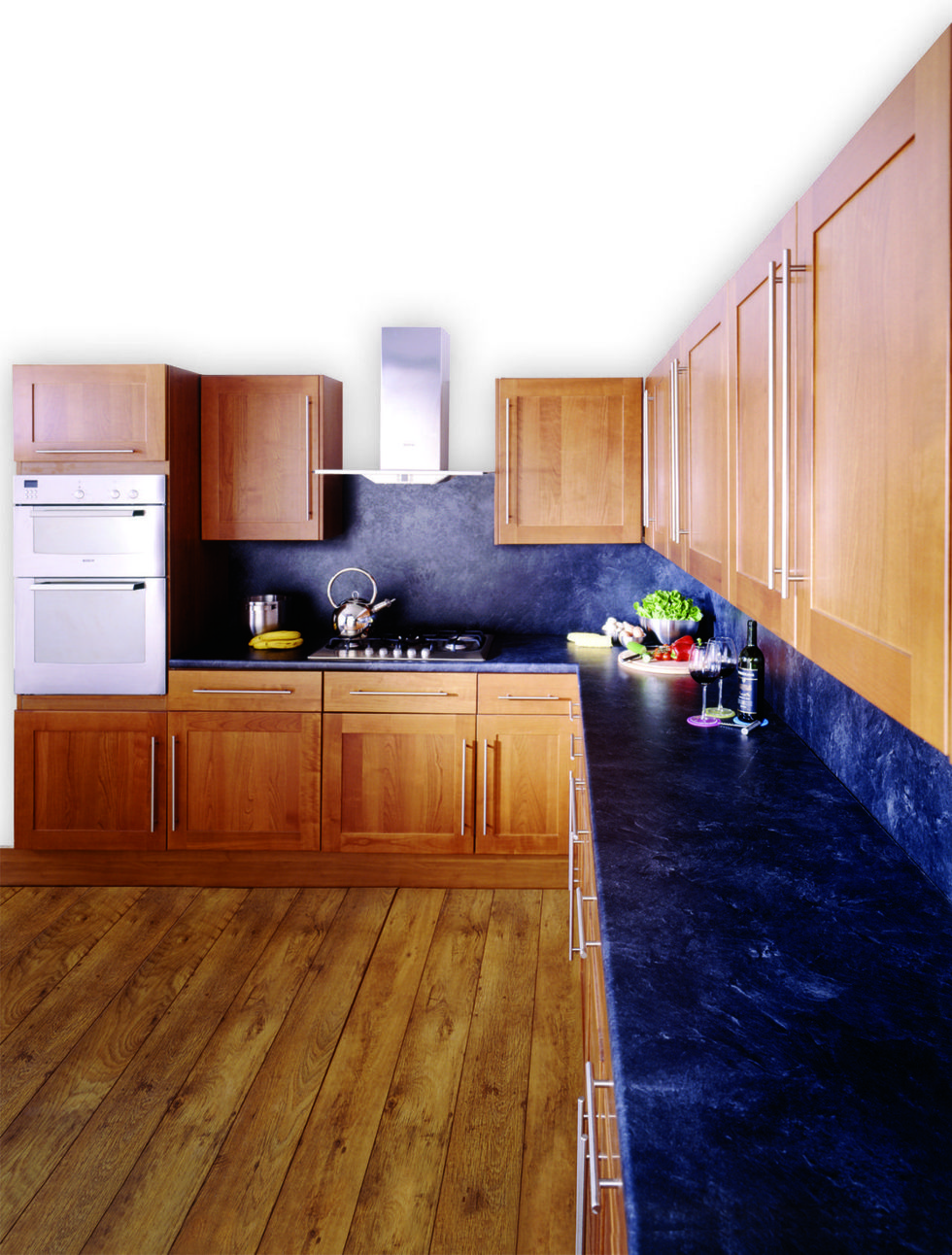 Countertop, Room, Cabinetry, Kitchen, Floor, Furniture, Interior design, Wood flooring, Hardwood, Property, 