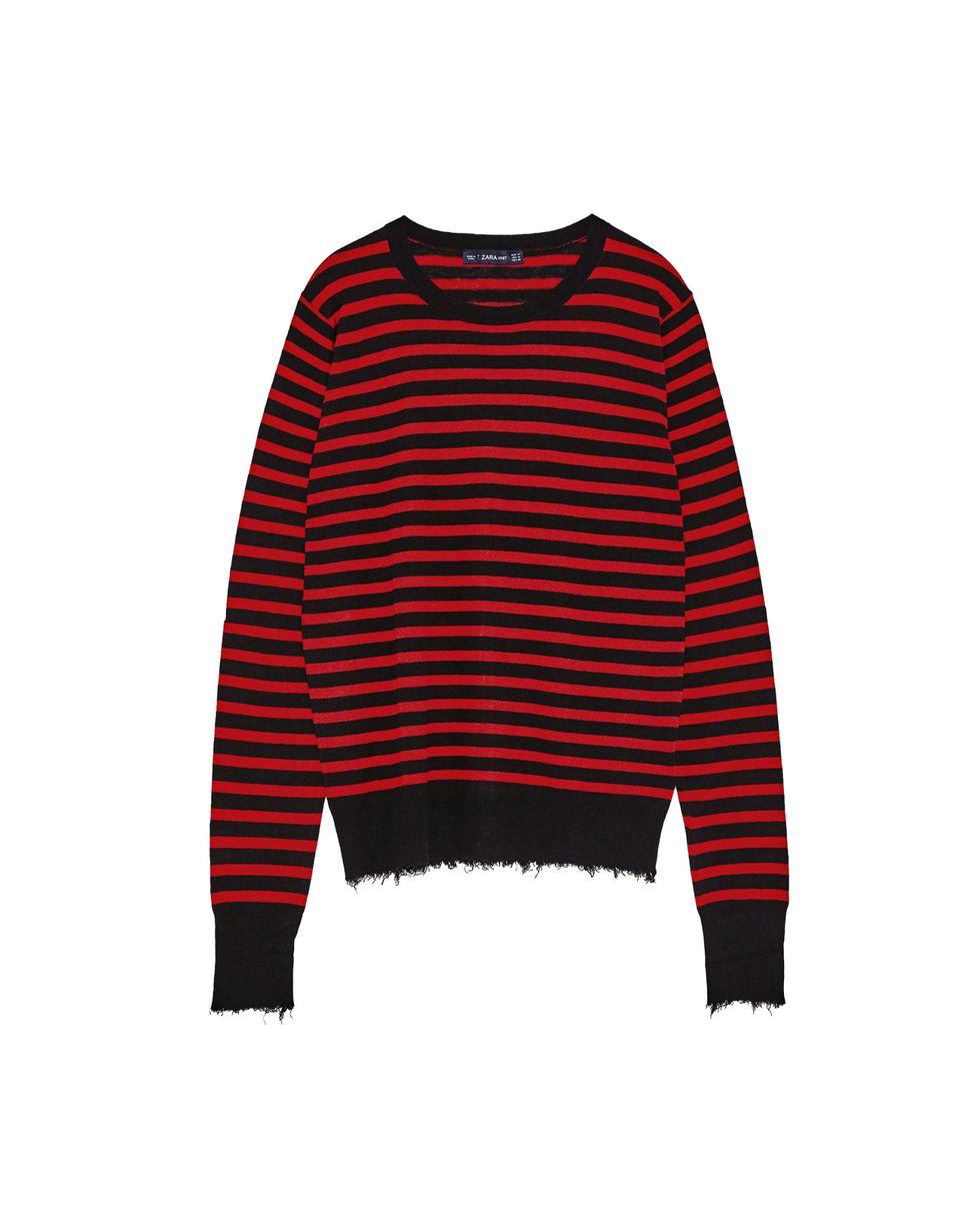 Clothing, Sweater, Red, Sleeve, Outerwear, Long-sleeved t-shirt, Jersey, Crop top, Top, T-shirt, 