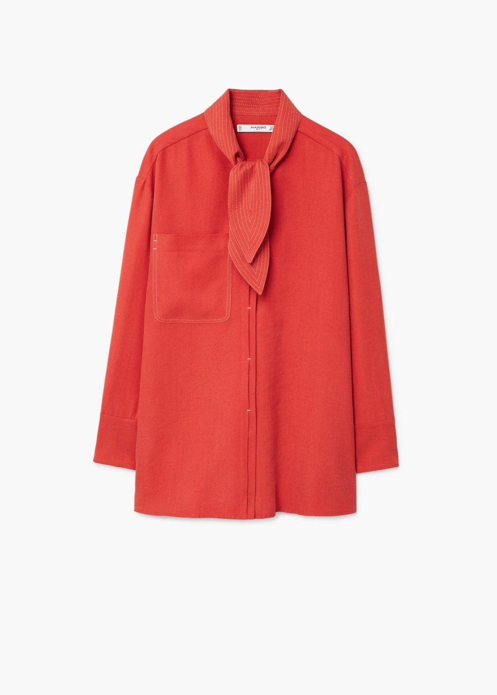 Clothing, Outerwear, Red, Sleeve, Collar, Orange, Blouse, Button, Coat, Neck, 