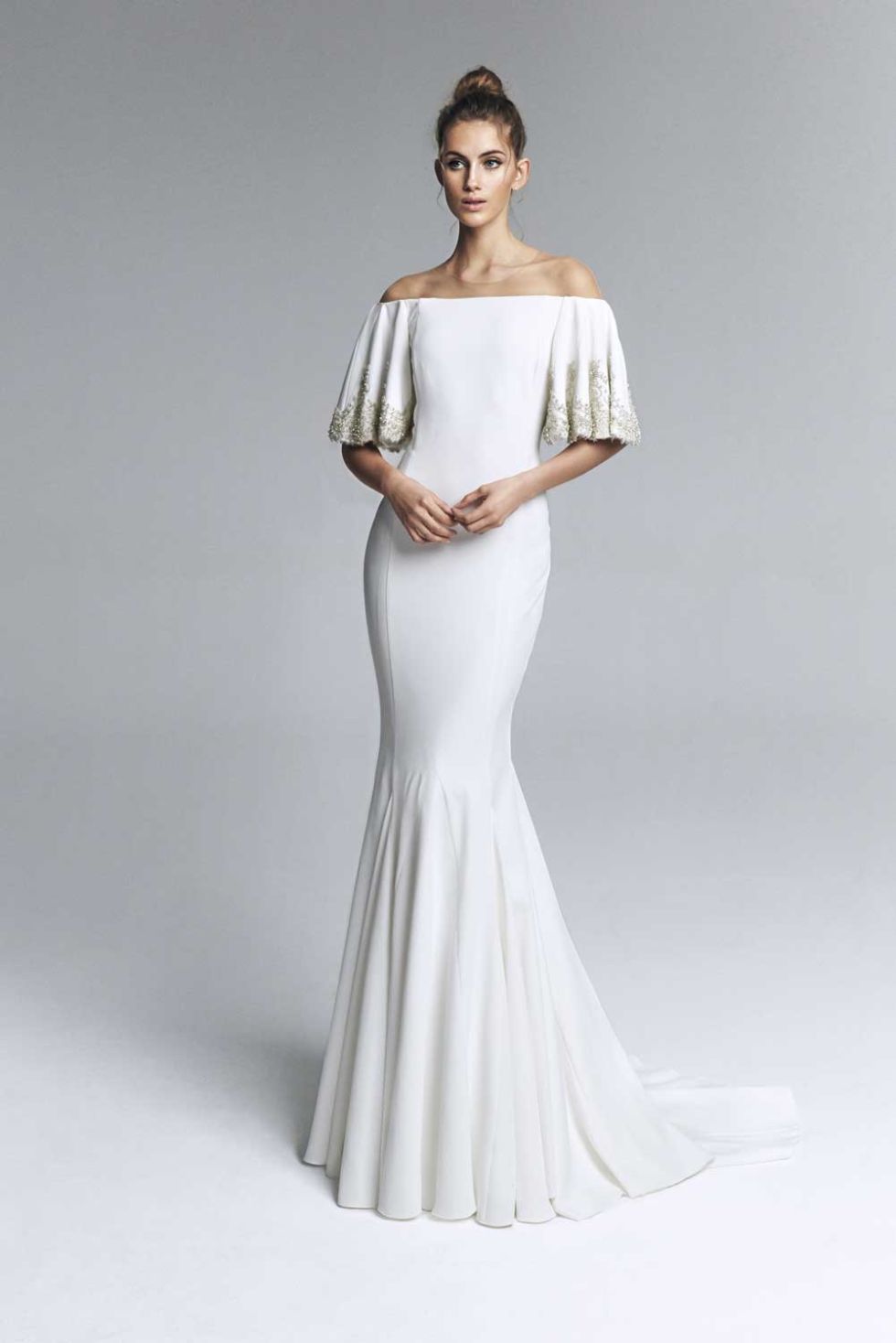 Gown, Clothing, Fashion model, Dress, Wedding dress, Shoulder, Bridal party dress, Bridal clothing, Bride, Fashion, 