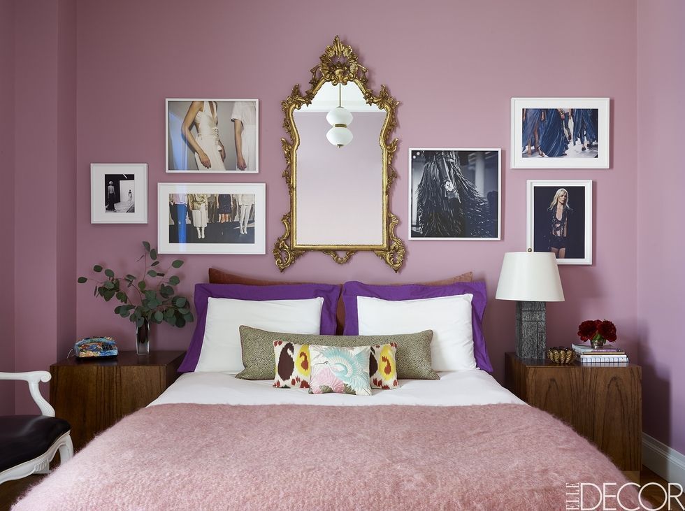 Bedroom, Decoration, Furniture, Bed, Room, Purple, Pink, Interior design, Violet, Wall, 