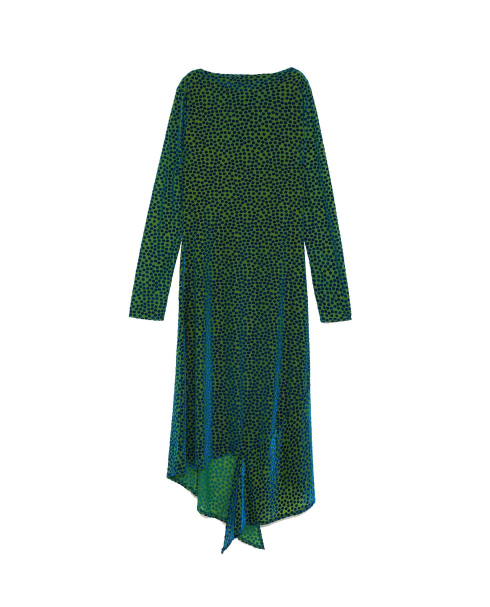 Green, Clothing, Outerwear, Turquoise, Sleeve, Dress, Costume, Cover-up, Pattern, Poncho, 