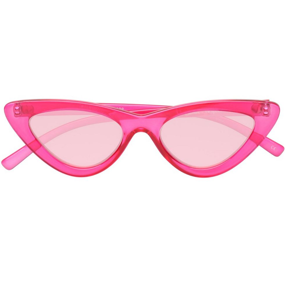 Eyewear, Sunglasses, Glasses, Pink, Personal protective equipment, Vision care, Goggles, Magenta, Material property, Costume accessory, 