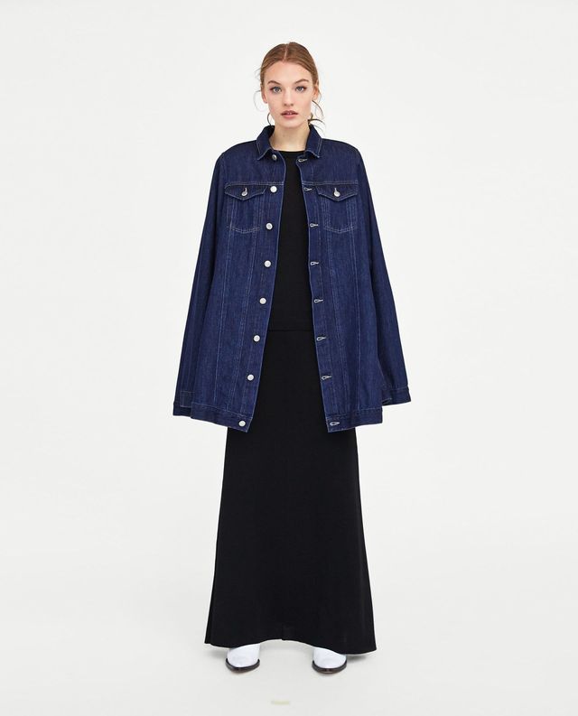 Clothing, Outerwear, Blue, Denim, Coat, Overcoat, Sleeve, Electric blue, Costume, Duster, 