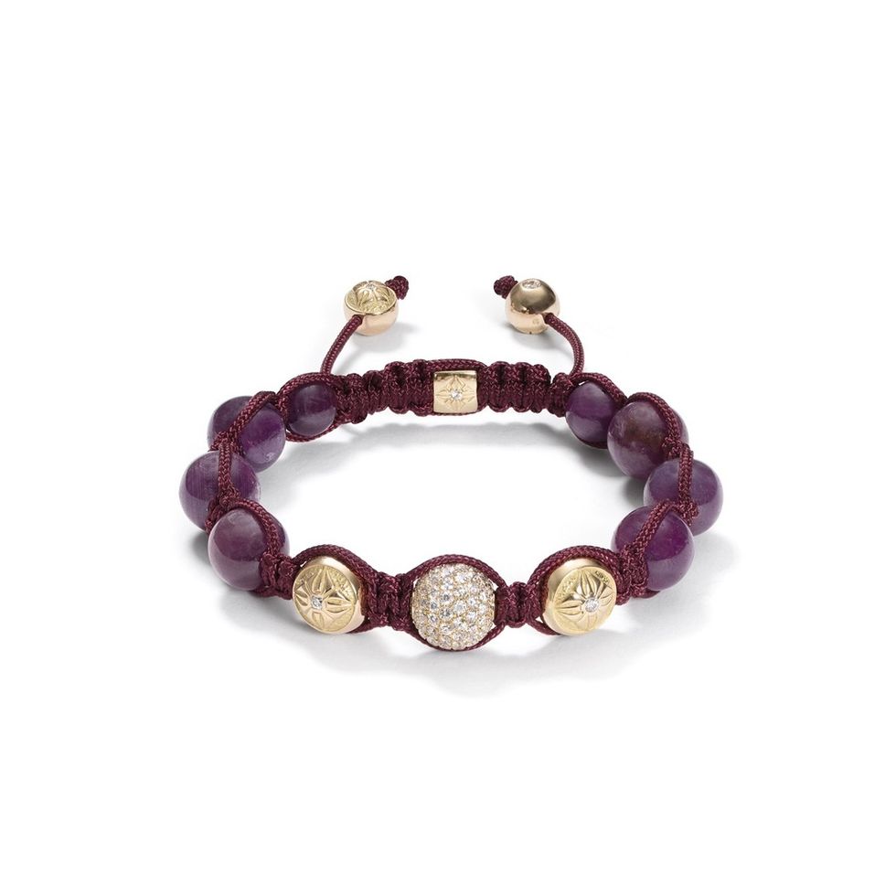 Jewellery, Fashion accessory, Bracelet, Lavender, Body jewelry, Natural material, Violet, Purple, Circle, Gemstone, 