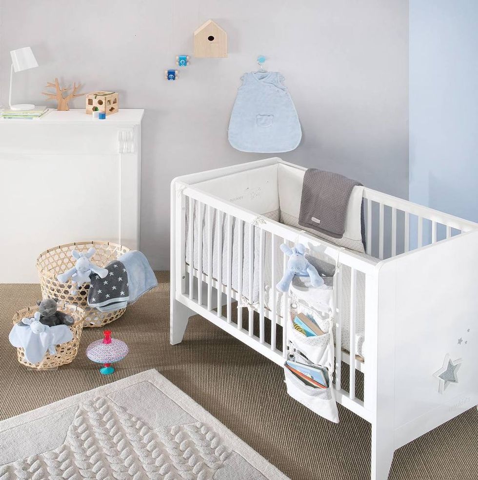 Product, Room, Infant bed, Nursery, Linens, Bed, Aqua, Turquoise, Grey, Bed frame, 