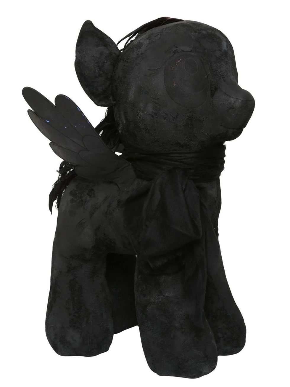 Toy, Costume accessory, Black, Figurine, Fictional character, Animation, Wing, Stuffed toy, 