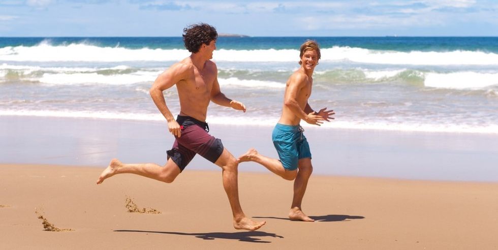 Body of water, Leg, Fun, People on beach, Human leg, Barefoot, board short, Beach, Summer, People in nature, 