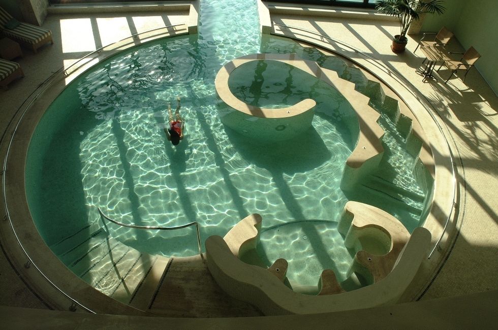 Aqua, Swimming pool, Composite material, Design, Resort, Courtyard, 