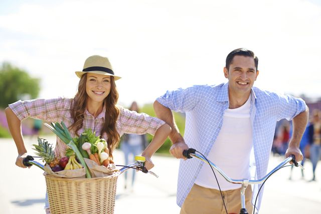 Smile, Bicycle accessory, Hat, Happy, Bicycle handlebar, Facial expression, People in nature, Bicycle, Bicycle basket, Basket, 