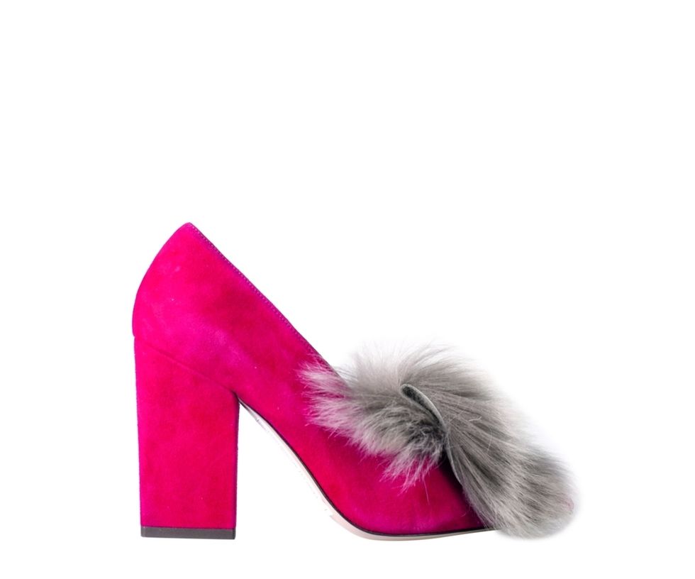 Pink, Magenta, Costume accessory, Violet, Basic pump, Fur, Velvet, Court shoe, Dancing shoe, 