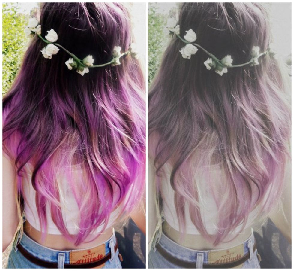 Hairstyle, Purple, Violet, Pink, Lavender, Style, Hair accessory, Magenta, Costume accessory, Headgear, 