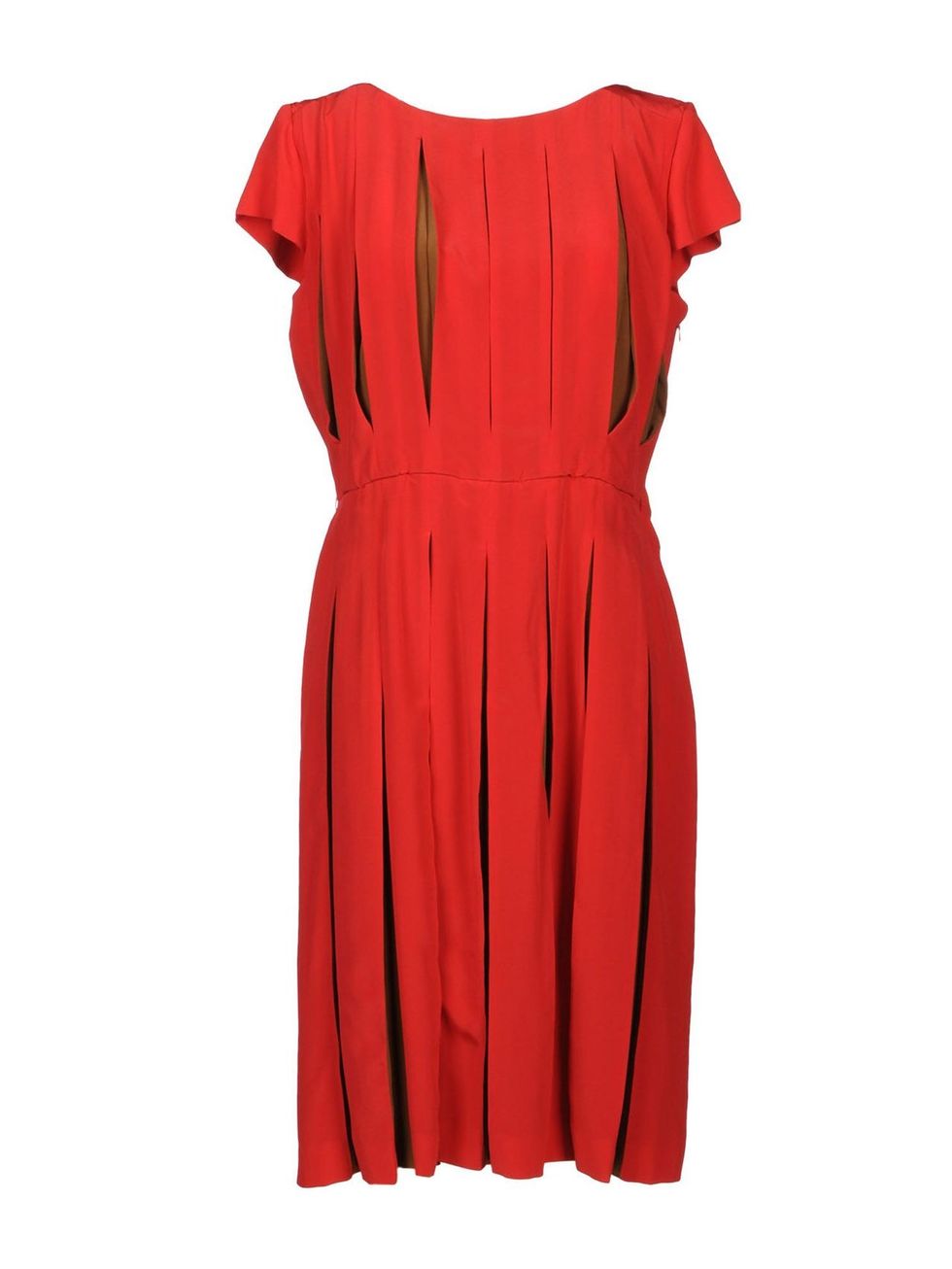 Sleeve, Dress, Textile, Red, One-piece garment, Orange, Day dress, Pattern, Maroon, Fashion design, 