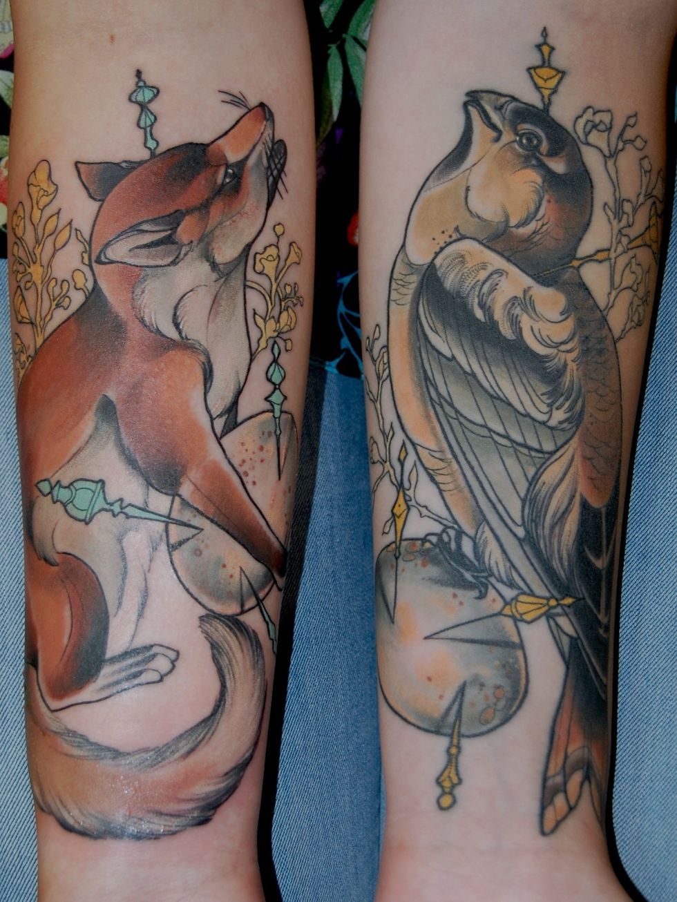 Tattoo, Joint, Muscle, Art, Temporary tattoo, Design, Calf, Wing, Ink, Cover-up, 