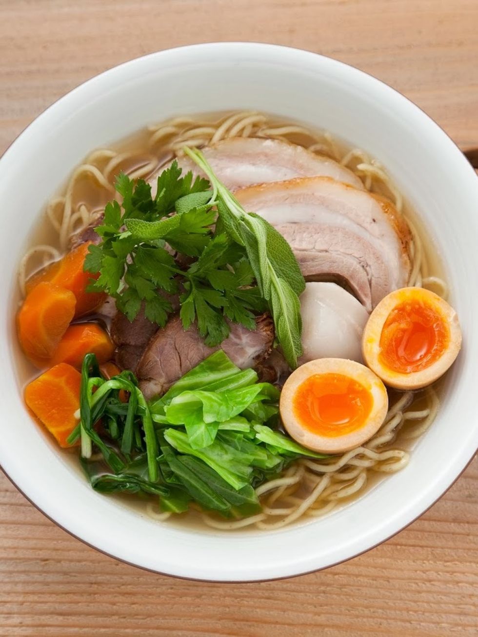 Food, Soup, Ingredient, Produce, Dish, Cuisine, Boiled egg, Egg yolk, Ramen, Bowl, 