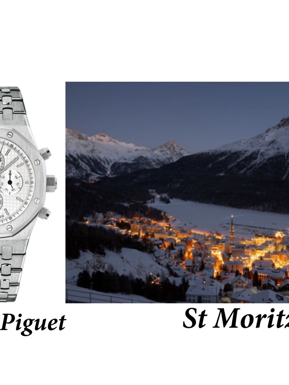 Analog watch, Watch, Photograph, Natural landscape, Mountain range, Winter, Glass, Font, Watch accessory, Clock, 