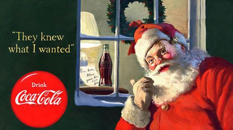 Santa claus, Bottle, Facial hair, Fictional character, Beard, Logo, Holiday, Drink, Coca-cola, Glass bottle, 