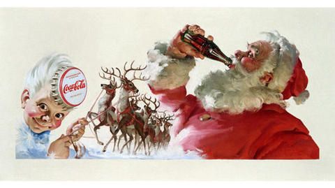 Deer, Interaction, Art, Elk, Violin family, Artwork, Paint, Santa claus, Painting, Reindeer, 