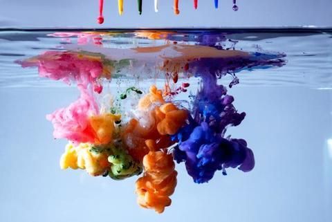 Blue, Colorfulness, Purple, Orange, Paint, Electric blue, Painting, Art paint, 