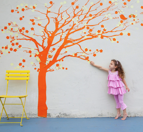 Branch, Yellow, Orange, Leaf, People in nature, Twig, Baby & toddler clothing, Deciduous, Peach, Tints and shades, 