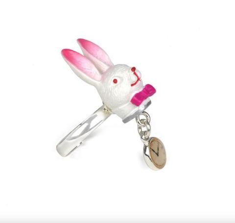 Toy, Baby toys, Rabbits and Hares, Stuffed toy, Baby Products, Silver, Keychain, Rabbit, 