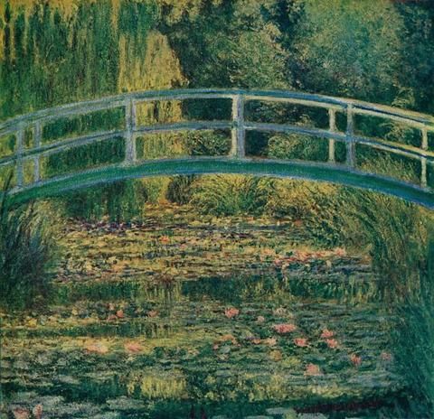 Natural landscape, Bridge, Art, Paint, Painting, Watercolor paint, Illustration, Drawing, Split-rail fence, Art paint, 