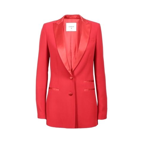 Collar, Coat, Sleeve, Textile, Outerwear, Red, Blazer, Carmine, Pattern, Fashion, 