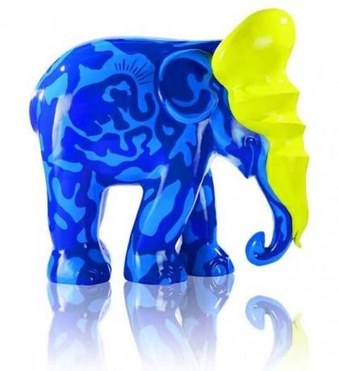 Blue, Elephant, Elephants and Mammoths, Electric blue, Indian elephant, Cobalt blue, Colorfulness, Terrestrial animal, Art, Animal figure, 