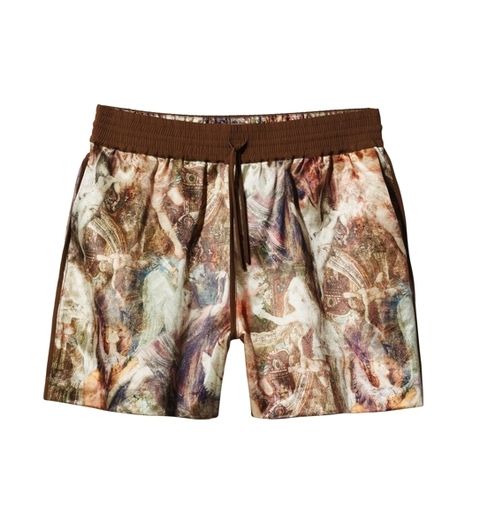 Brown, Textile, Active shorts, Pattern, board short, Trunks, Waist, Beige, Khaki, Visual arts, 