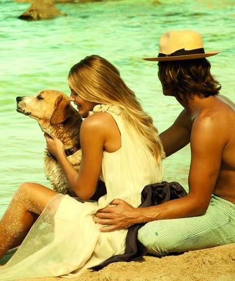 Human, Hat, Sitting, Happy, Dog breed, People in nature, Summer, Dog, Leisure, People on beach, 