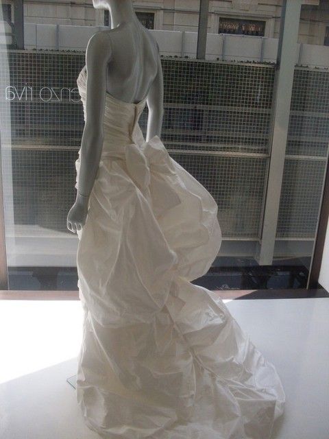 Shoulder, Dress, Gown, Waist, One-piece garment, Bridal clothing, Wedding dress, Bridal accessory, Transparent material, Sculpture, 