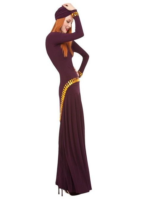 Clothing, Sleeve, Dress, Shoulder, Standing, One-piece garment, Formal wear, Fashion illustration, Purple, Costume design, 