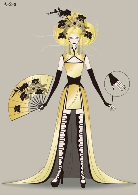 Yellow, Style, Costume design, Knee, Fashion illustration, Animation, Illustration, Graphics, Fruit, Banana family, 
