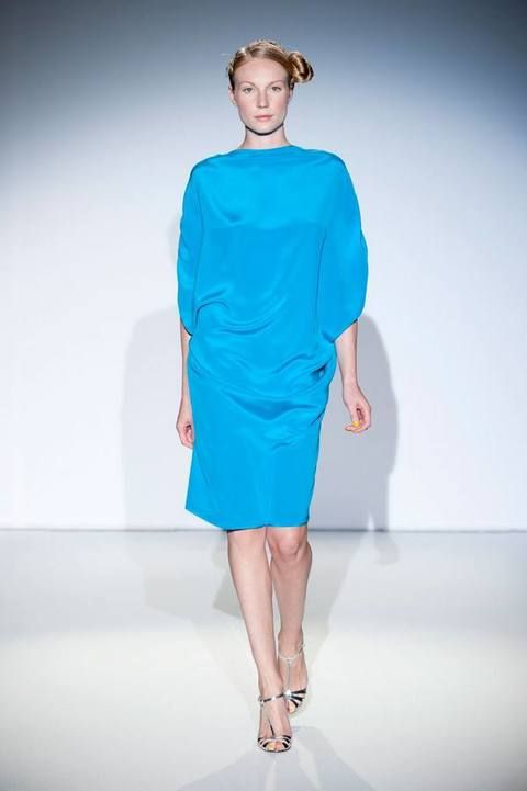 Blue, Sleeve, Shoulder, Human leg, Joint, Fashion show, Standing, One-piece garment, Dress, Style, 