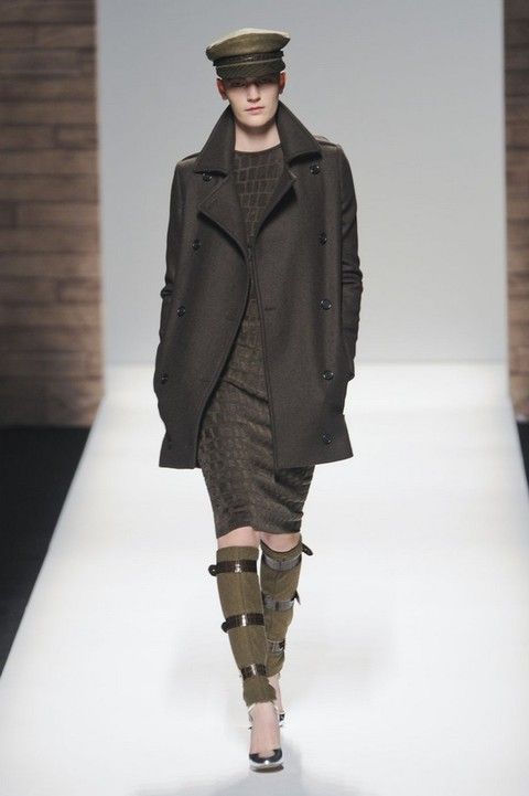 Clothing, Brown, Human body, Fashion show, Joint, Outerwear, Coat, Runway, Style, Cap, 