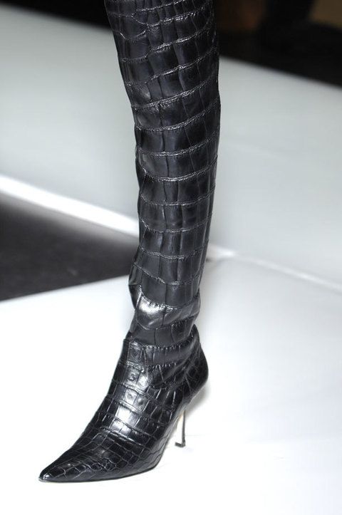 Style, Fashion, Black, Leather, Black-and-white, Silver, Fashion design, Boot, Knee-high boot, 