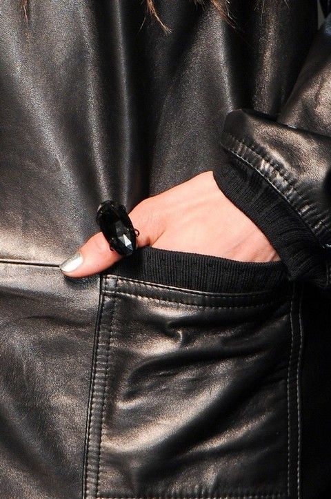 Textile, Leather, Fashion, Black, Material property, Pocket, Nail, Leather jacket, Cuff, Button, 