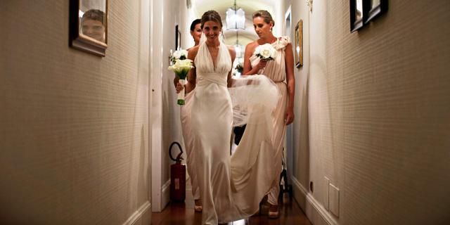 Dress, Bridal clothing, Floor, Flooring, Gown, Bride, Wedding dress, Formal wear, One-piece garment, Bridal party dress, 